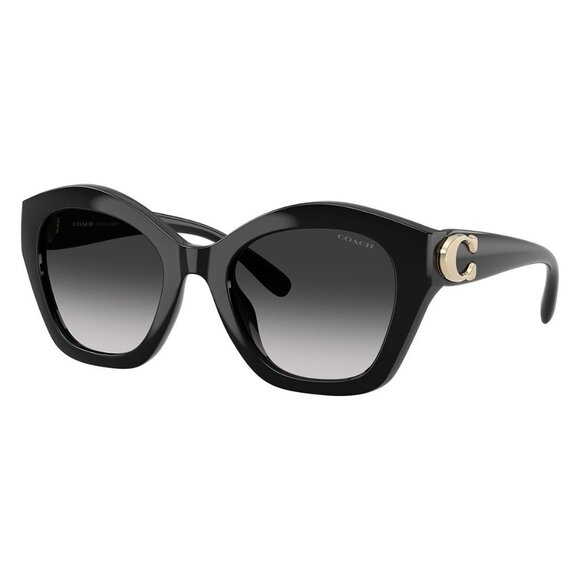 New COACH Cad31 Black Cat Eye HC8421U 5002/3C Sunglasses Women - Picture 1 of 6